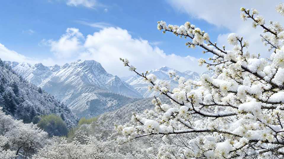 李花林 白雪满枝 山间春日 清冽纯净 4K壁纸 - 唯爱图库