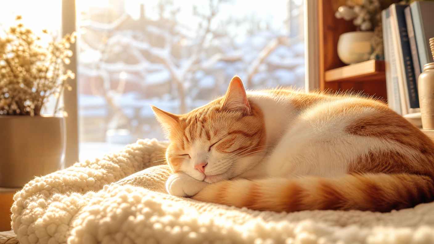 冬日暖阳与猫咪打盹 猫咪打盹 阳光裹身 治愈慵懒 4K壁纸 - 唯爱图库