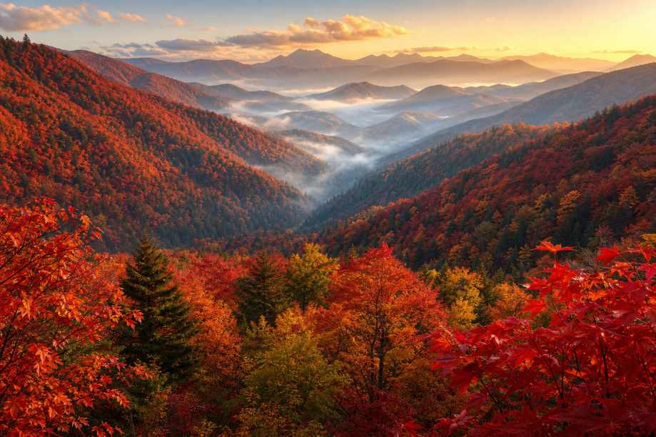 枫叶山谷 漫山红遍 层林尽染 秋日盛景 4K壁纸 - 唯爱图库