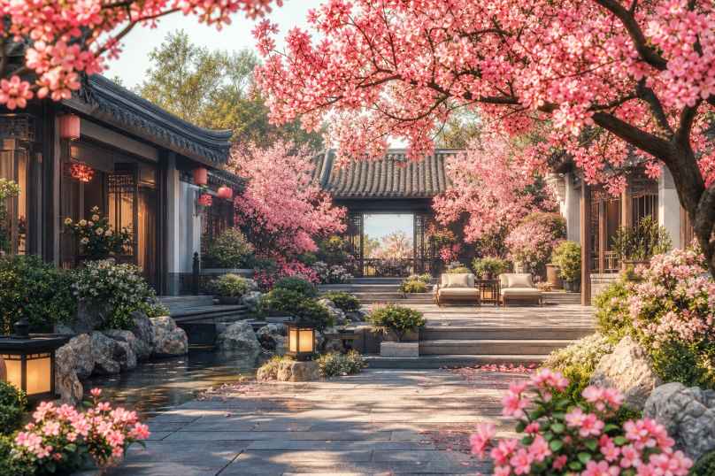 海棠花院 庭院海棠 花开似锦 雅致生活 4K壁纸 - 唯爱图库