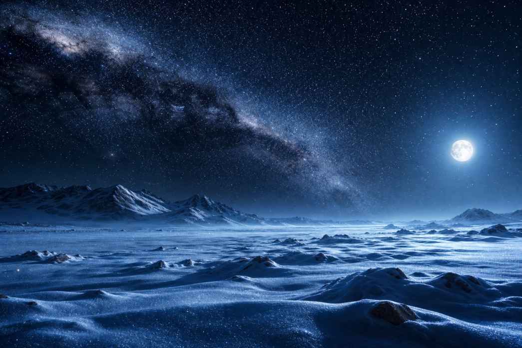 冬日雪原星空 雪原之上 银河横贯 震撼冬夜 4K壁纸 - 唯爱图库