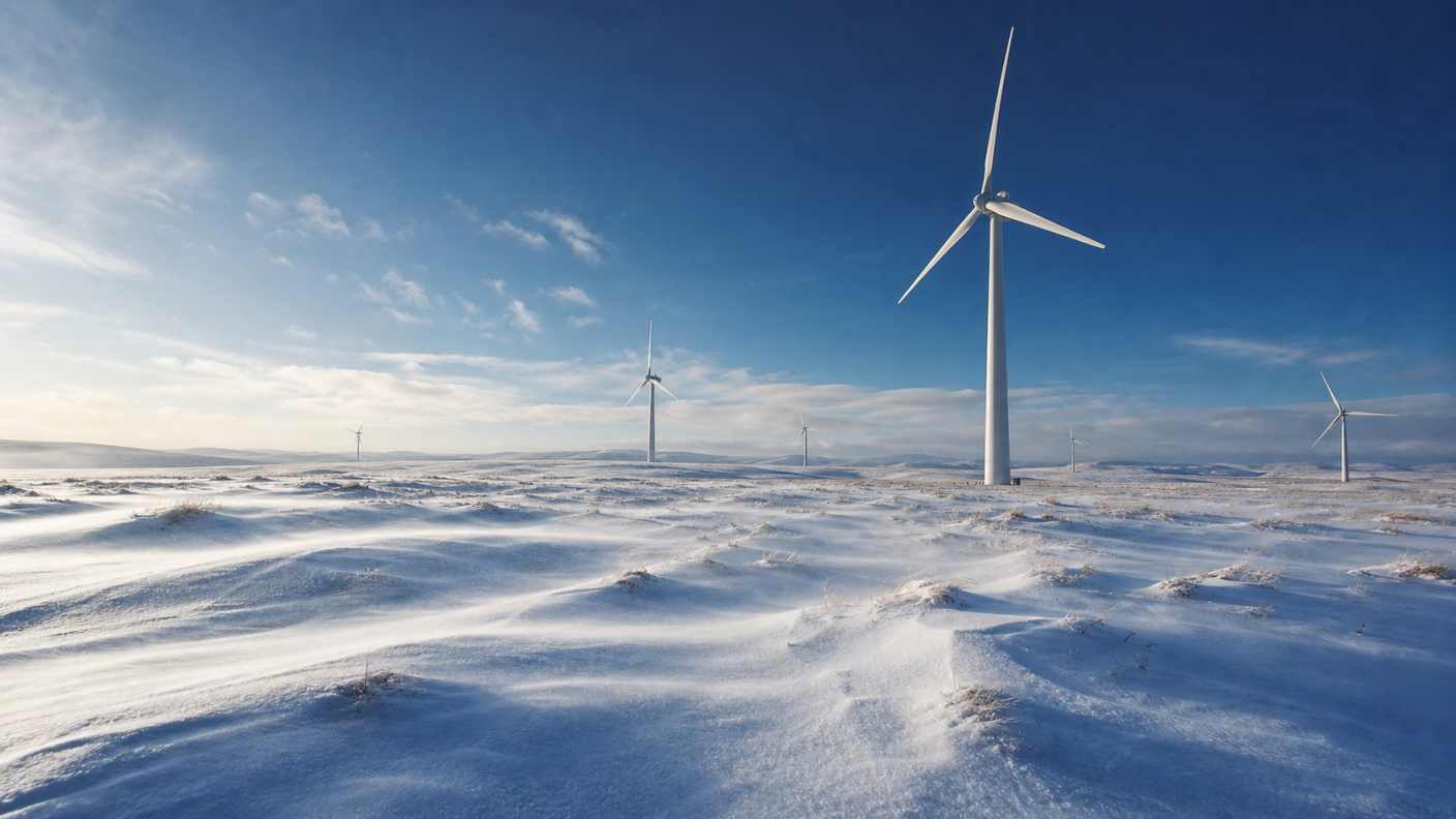 雪与风车 草原风车 白雪覆盖 开阔冬景 4K壁纸 - 唯爱图库