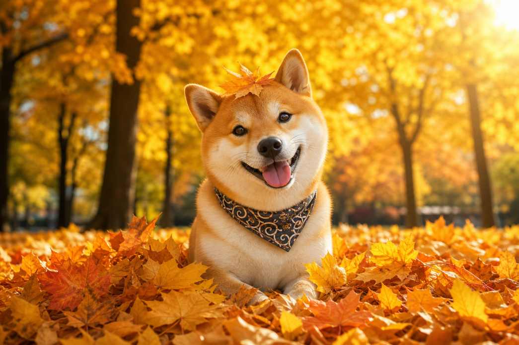 柴犬与秋日落叶 黄叶堆里 笑脸憨萌 温馨秋日 4K壁纸 - 唯爱图库