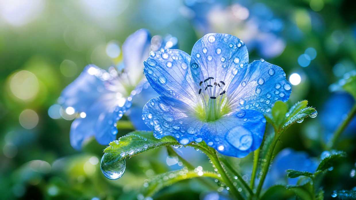 微距雨后野花 花瓣水珠 通透光影 清新特写 4K壁纸 - 唯爱图库